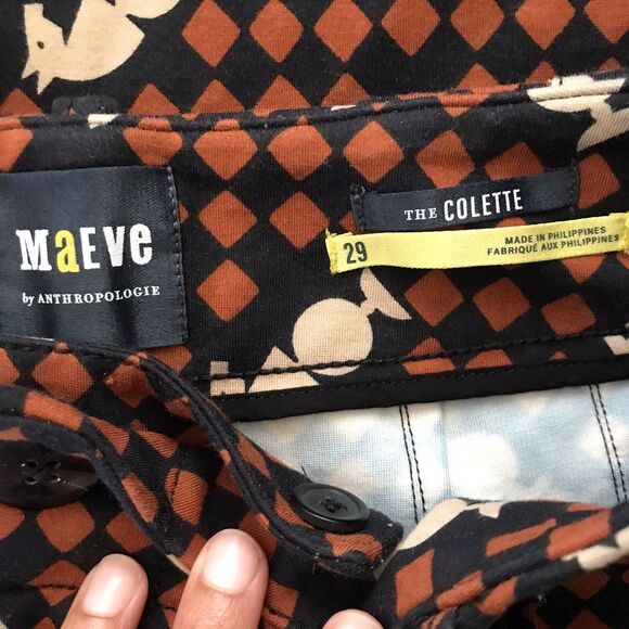 Anthropologie Maeve Brown Colette Checkerboard Chess Stretch Cropped Pants - 28 - Picture 7 of 7